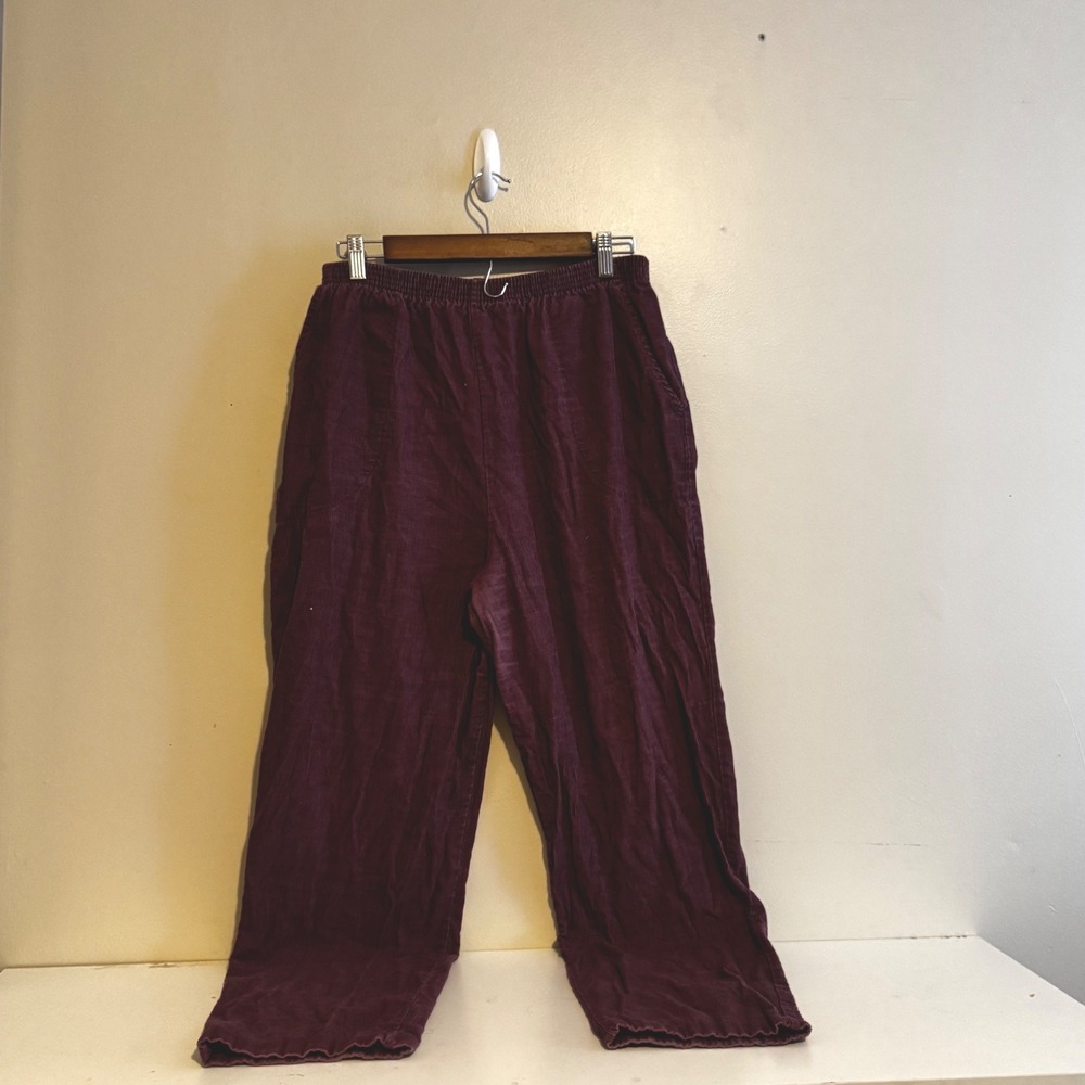 VTG Cape Cod Sportswear Women's 16 Purple Corduroy Elastic Waist Pants Cotton